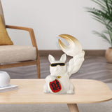 Maxbell Creative Big Arm Lucky Dog Figurine Resin Statue Crafts Decoration Desk White