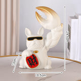 Maxbell Creative Big Arm Lucky Dog Figurine Resin Statue Crafts Decoration Desk White