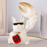 Maxbell Creative Big Arm Lucky Dog Figurine Resin Statue Crafts Decoration Desk White