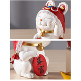 Maxbell Japanese Lucky Cat Statue Resin Cat Figurine for Tabletop Bedroom Shelf