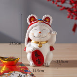 Maxbell Japanese Lucky Cat Statue Resin Cat Figurine for Tabletop Bedroom Shelf