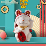 Maxbell Japanese Lucky Cat Statue Resin Cat Figurine for Tabletop Bedroom Shelf