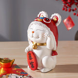 Maxbell Japanese Lucky Cat Statue Resin Cat Figurine for Tabletop Bedroom Shelf