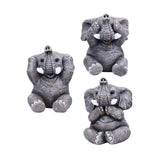 Maxbell 3Pcs Elephant Statue Housewarming Gift for Tabletop Living Room gray