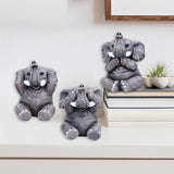 Maxbell 3Pcs Elephant Statue Housewarming Gift for Tabletop Living Room gray
