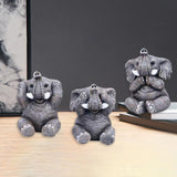 Maxbell 3Pcs Elephant Statue Housewarming Gift for Tabletop Living Room gray