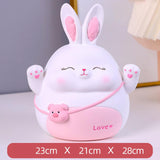 Maxbell Rabbit Money Bank Animal Bunny Statue Coin Case for Birthdays Gifts White L