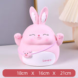 Maxbell Rabbit Money Bank Animal Bunny Statue Coin Case for Birthdays Gifts Pink Size M