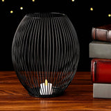 Maxbell Retro Hollow Tea Light Candle Holder Ornament Lantern Metal for Dinner Table Large
