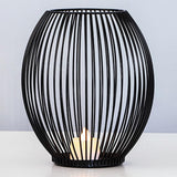 Maxbell Retro Hollow Tea Light Candle Holder Ornament Lantern Metal for Dinner Table Medium