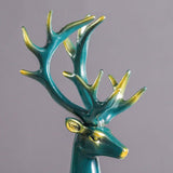 Maxbell 2x Deer Statue Animal Figurine Elk Sculpture for Bookshelf Office Decoration