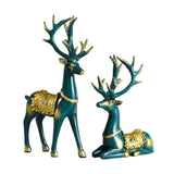 Maxbell 2x Deer Statue Animal Figurine Elk Sculpture for Bookshelf Office Decoration