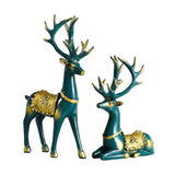 Maxbell 2x Deer Statue Animal Figurine Elk Sculpture for Bookshelf Office Decoration