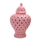 Maxbell Ceramic Ginger Jar Flower Vase Decorative Temple Jar Handicraft Hollow Out