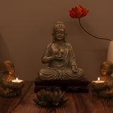 Maxbell Buddha Statue Monk Doll Zen Sculpture Candleholders Figurines for Home Bronze