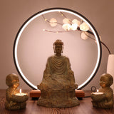 Maxbell Buddha Statue Monk Doll Zen Sculpture Candleholders Figurines for Home Bronze