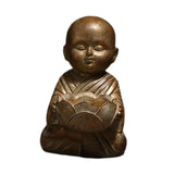 Maxbell Buddha Statue Monk Doll Zen Sculpture Candleholders Figurines for Home Bronze