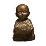 Maxbell Buddha Statue Monk Doll Zen Sculpture Candleholders Figurines for Home Bronze