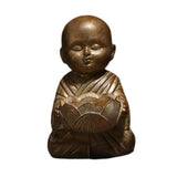 Maxbell Buddha Statue Monk Doll Zen Sculpture Candleholders Figurines for Home Bronze