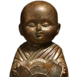 Maxbell Buddha Statue Monk Doll Zen Sculpture Candleholders Figurines for Home Bronze