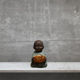 Maxbell Buddha Statue Monk Doll Zen Sculpture Candleholders Figurines for Home Blue
