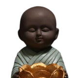 Maxbell Buddha Statue Monk Doll Zen Sculpture Candleholders Figurines for Home Blue