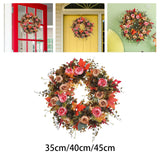 Maxbell Fall Artificial Flower Wreath Maple Leaves for Thanksgiving Wall Pendant 35cm
