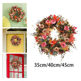 Maxbell Fall Artificial Flower Wreath Maple Leaves for Thanksgiving Wall Pendant 35cm