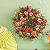 Maxbell Fall Artificial Flower Wreath Maple Leaves for Thanksgiving Wall Pendant 35cm
