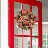 Maxbell Fall Artificial Flower Wreath Maple Leaves for Thanksgiving Wall Pendant 35cm