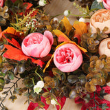 Maxbell Fall Artificial Flower Wreath Maple Leaves for Thanksgiving Wall Pendant 35cm