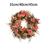 Maxbell Fall Artificial Flower Wreath Maple Leaves for Thanksgiving Wall Pendant 35cm