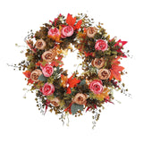 Maxbell Fall Artificial Flower Wreath Maple Leaves for Thanksgiving Wall Pendant 40cm