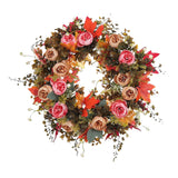 Maxbell Fall Artificial Flower Wreath Maple Leaves for Thanksgiving Wall Pendant 40cm