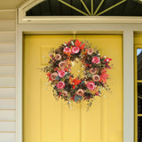 Maxbell Fall Artificial Flower Wreath Maple Leaves for Thanksgiving Wall Pendant 40cm