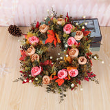 Maxbell Fall Artificial Flower Wreath Maple Leaves for Thanksgiving Wall Pendant 40cm