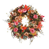Maxbell Fall Artificial Flower Wreath Maple Leaves for Thanksgiving Wall Pendant 45cm