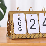 Maxbell Simple Flip Perpetual Calendar Home Table Free Standing Office Ornaments Gold