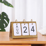 Maxbell Simple Flip Perpetual Calendar Home Table Free Standing Office Ornaments Gold