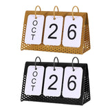 Maxbell Simple Flip Perpetual Calendar Home Table Free Standing Office Ornaments Gold
