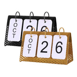 Maxbell Simple Flip Perpetual Calendar Home Table Free Standing Office Ornaments Gold