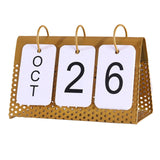 Maxbell Simple Flip Perpetual Calendar Home Table Free Standing Office Ornaments Gold