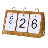 Maxbell Simple Flip Perpetual Calendar Home Table Free Standing Office Ornaments Gold