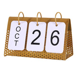 Maxbell Simple Flip Perpetual Calendar Home Table Free Standing Office Ornaments Gold