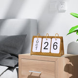 Maxbell Simple Flip Perpetual Calendar Home Table Free Standing Office Ornaments Gold