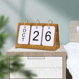 Maxbell Simple Flip Perpetual Calendar Home Table Free Standing Office Ornaments Gold