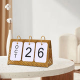 Maxbell Simple Flip Perpetual Calendar Home Table Free Standing Office Ornaments Gold