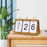 Maxbell Simple Flip Perpetual Calendar Home Table Free Standing Office Ornaments Gold