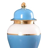 Maxbell Blue and White Color Porcelain Ginger Jar with Lid Centerpiece Tea Storage