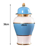 Maxbell Blue and White Color Porcelain Ginger Jar with Lid Centerpiece Tea Storage